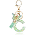 Miniatyrbillede 1 af 4: Mode Alphabet Initial Bogstav Nøglering Tassel Butterfly Vedhæng Nøglering til Pung Håndtasker Kvinder Pige Green Butterfly Letter C