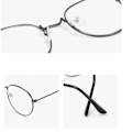 Pikkukuva 4 / 4: Pienet pyöreät metalliset lukulasit naisille ja miehille Klassinen vintage-retro sävyt Sinisen valon estävät tietokoneen lukulasit Musta +100 astetta +100 degrees