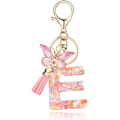 Miniatyrbillede 1 af 6: Mode Alphabet Initial Bogstav Nøglering Tassel Butterfly Vedhæng Nøglering til Pung Håndtasker Kvinder Pige Pink Butterfly Letter E