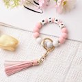 Miniatyrbillede 3 af 6: Silikonperle Armbånd Nøglering Håndledsrem Nøglering Bangle Kæder til Kvinder med Læder Kvast Mama-pink