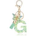 Miniatyrbillede 1 af 4: Mode Alphabet Initial Bogstav Nøglering Tassel Butterfly Vedhæng Nøglering til Pung Håndtasker Kvinder Pige Green Butterfly Letter G