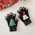 Miniatyrbillede 2 af 4: Julehandsker til Mænd og Kvinder i Vinter - Bløde og Varme Fem - fingers Handsker med Dukke Design til Udendørs Kørsel og Studerende, Sort White