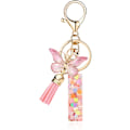 Miniatyrbillede 1 af 6: Mode Alphabet Initial Bogstav Nøglering Tassel Butterfly Vedhæng Nøglering til Pung Håndtasker Kvinder Pige Pink Butterfly Letter I