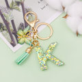Miniatyrbillede 3 af 4: Mode Alphabet Initial Bogstav Nøglering Tassel Butterfly Vedhæng Nøglering til Pung Håndtasker Kvinder Pige Green Butterfly Letter K