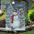 Miniatyrbillede 6 af 6: Glædelig Jul Træ Rød Haveflag Vinter Snefnug Dobbeltsidet Flag 12\" x 18\", Jul Rustik Vinter Sne Ferie Nytår Lille Haveflag Banner Snowman