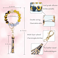 Miniatyrbillede 2 af 6: Silikonperle Armbånd Nøglering Håndledsrem Nøglering Bangle Kæder til Kvinder med Læder Kvast Sunflower