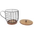 Miniatyrbillede 4 af 9: Jern kaffekapselholder med stor kapacitet, pladsbesparende træbase, husholdningskaffekapsel opbevaringsboks sort med låg black with lid