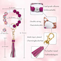 Miniatyrbillede 2 af 6: Silikonperle Armbånd Nøglering Håndledsrem Nøglering Bangle Kæder til Kvinder med Læder Kvast Flower Plum