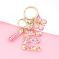 Miniatyrbillede 3 af 6: Mode Alphabet Initial Bogstav Nøglering Tassel Butterfly Vedhæng Nøglering til Pung Håndtasker Kvinder Pige Pink Butterfly Letter E