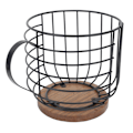 Miniatyrbillede 8 af 9: Jern kaffekapselholder med stor kapacitet, pladsbesparende træbase, husholdningskaffekapsel opbevaringsboks sort med låg black with lid