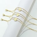 Miniatyrbillede 6 af 6: A-Z Guld Initial Armbånd til Kvinder Trendy - Fint 20K Guldbelagt Lagdelt Perle Bogstav Initial Armbånd Personligt Disk Monogram Armbånd C