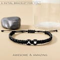 Miniatyrbilde 5 av 6: Initialarmbånd for kvinner, Strømper for tenåringer, bestevenninne-fødselsdagsgaver, eksamen, justerbare bokstaver A-Z flettede armbånd A style