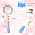 Miniatyrbillede 2 af 6: Silikonperle Armbånd Nøglering Håndledsrem Nøglering Bangle Kæder til Kvinder med Læder Kvast Blue