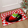 Miniatyrbilde 1 av 4: Grinch-illusjon dørmatte Julvision dørmatte vaskbar gulvmatte 50 X 80 cm