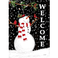 Miniatyrbillede 2 af 3: 12x18 Tommer Dobbeltsidet Haveflag Vinterflag, Snefnug Krans Julevinter Haveflag Husflag Til Udendørs Have Dekoration Forest Snowman Welcome