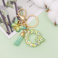 Miniatyrbillede 3 af 4: Mode Alphabet Initial Bogstav Nøglering Tassel Butterfly Vedhæng Nøglering til Pung Håndtasker Kvinder Pige Green Butterfly Letter Q
