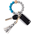 Miniatyrbillede 1 af 6: Silikonperle Armbånd Nøglering Håndledsrem Nøglering Bangle Kæder til Kvinder med Læder Kvast Turquoise