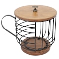 Miniatyrbillede 2 af 9: Jern kaffekapselholder med stor kapacitet, pladsbesparende træbase, husholdningskaffekapsel opbevaringsboks sort med låg black with lid
