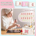 Miniatyrbillede 3 af 6: PU Læder Kosmetikpose Opbevaringspose 27 Bogstaver Makeuppose Stor Kapacitet Rejse Toilettaske Kvinder Piger Fødselsdagsgave Opbevaringspose Blanc-3