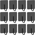 Miniatyrbild 1 av 7: 12-pack Rostfria Tunga Limmade Handdukskrokar för Badrum, Kökshanddukskrokar, Vattentäta Badrumskrokar för Handdukar, Väggkrokar för Hängare Black 12 Pack