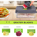 Miniatyrbilde 3 av 6: 16-delt Grønnsakskutter. Utskiftbare kniver for rivjern, hakk, terninger, finhakk - Eggeskiller, skrellere, håndbeskytter, sil