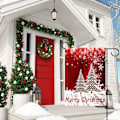 Miniatyrbillede 3 af 6: Glædelig Jul Træ Rød Haveflag Vinter Snefnug Dobbeltsidet Flag 12\" x 18\", Jul Rustik Vinter Sne Ferie Nytår Lille Haveflag Banner Christmas tree