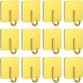 Miniatyrbild 1 av 7: 12-pack rostfritt stål, kraftiga självhäftande badrums handdukskrokar, kökshanddukskrokar, vattentäta badrums handdukskrokar, väggkrokar, självhäftande duschklädkrokar Gold 12 Pack