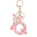 Miniatyrbillede 1 af 4: Mode Alphabet Initial Bogstav Nøglering Tassel Butterfly Vedhæng Nøglering til Pung Håndtasker Kvinder Pige Pink Butterfly Letter Q
