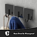 Miniatyrbild 4 av 7: 12-pack Rostfria Tunga Limmade Handdukskrokar för Badrum, Kökshanddukskrokar, Vattentäta Badrumskrokar för Handdukar, Väggkrokar för Hängare Black 12 Pack