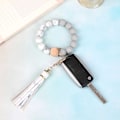 Miniatyrbillede 3 af 6: Silikonperle Armbånd Nøglering Håndledsrem Nøglering Bangle Kæder til Kvinder med Læder Kvast Marble