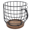 Miniatyrbillede 9 af 9: Jern kaffekapselholder med stor kapacitet, pladsbesparende træbase, husholdningskaffekapsel opbevaringsboks sort med låg black with lid