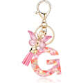 Miniatyrbillede 1 af 6: Mode Alphabet Initial Bogstav Nøglering Tassel Butterfly Vedhæng Nøglering til Pung Håndtasker Kvinder Pige Pink Butterfly Letter G