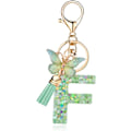 Miniatyrbillede 1 af 4: Mode Alphabet Initial Bogstav Nøglering Tassel Butterfly Vedhæng Nøglering til Pung Håndtasker Kvinder Pige Green Butterfly Letter F