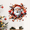Miniatyrbillede 5 af 5: 3D Julemand Vægstickers - 44.7*42cm PVC Dekoration til Soveværelsesvægge, Døre, Bringer en Magisk Julestøring til Hjemmet