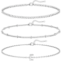 Pikkukuva 1 / 5: 3 kpl valkokultaiset nimikirjainrannekkeet naisille, sirot 14K kultaiset rannekorut, kirjainlinkin riipus A-Z, monogrammi, rannekoru, anti-tummennuskorut, lahjat E