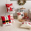 Miniatyrbild 3 av 4: Jultema handduksembroderad kudde för hemmet, vardagsrum, soffa, festlig heminredning, soffkuddar