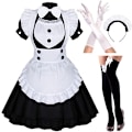 Miniatyrbillede 1 af 4: Lolita Pigekjole Sort og Hvid Uniform Kjole Sort og Hvid XL A XL