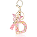 Miniatyrbillede 1 af 6: Mode Alphabet Initial Bogstav Nøglering Tassel Butterfly Vedhæng Nøglering til Pung Håndtasker Kvinder Pige Pink Butterfly Letter D