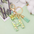 Miniatyrbillede 3 af 4: Mode Alphabet Initial Bogstav Nøglering Tassel Butterfly Vedhæng Nøglering til Pung Håndtasker Kvinder Pige Green Butterfly Letter H