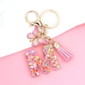 Miniatyrbillede 3 af 6: Mode Alphabet Initial Bogstav Nøglering Tassel Butterfly Vedhæng Nøglering til Pung Håndtasker Kvinder Pige Pink Butterfly Letter M