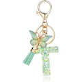 Miniatyrbillede 1 af 4: Mode Alphabet Initial Bogstav Nøglering Tassel Butterfly Vedhæng Nøglering til Pung Håndtasker Kvinder Pige Green Butterfly Letter T