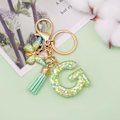 Miniatyrbillede 3 af 4: Mode Alphabet Initial Bogstav Nøglering Tassel Butterfly Vedhæng Nøglering til Pung Håndtasker Kvinder Pige Green Butterfly Letter G