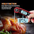 Miniatyrbild 3 av 4: Digital Kötttermometer, 3s Instant Läsning Kocktermometer, Vikbar Sond Grilltermometer med Hög Noggrannhet, Bakgrundsbelyst LCD-Skärm
