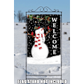 Miniatyrbillede 4 af 5: 12x18 Tommer Dobbeltsidet Haveflag Vinterflag, Snefnug Krans Julevinter Haveflag Husflag Til Udendørs Have Dekoration Forest Snowman Welcome