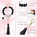 Miniatyrbillede 2 af 6: Silikonperle Armbånd Nøglering Håndledsrem Nøglering Bangle Kæder til Kvinder med Læder Kvast Black