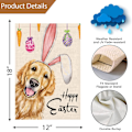 Miniatyrbillede 5 af 6: Glædelig Jul Haveflag 12x18 Dobbeltsidet, Burlap Velkommen Vinter Jul Golden Retriever Hund Havegård Flag (KUN FLAG) #03280-Easter