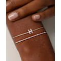 Pikkukuva 5 / 5: 3 kpl valkokultaiset nimikirjainrannekkeet naisille, sirot 14K kultaiset rannekorut, kirjainlinkin riipus, A-Z-monogrammi, rannekoru, tahraamaton koru D