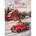 Miniatyrbillede 1 af 6: Hjemmedekoration Merry Christmas Haveflag Rød Lastbil Dobbeltsidet, Vinter Rustik Citat Hus Haveflag Jule Pickup 12 x 18