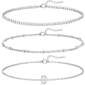 Pikkukuva 1 / 5: 3 kpl valkokultaiset nimikirjainrannekkeet naisille, sirot 14K kultaiset rannekorut, kirjainlinkin riipus, A-Z-monogrammi, rannekoru, tahraamaton koru D