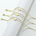 Miniatyrbillede 6 af 6: A-Z Guld Initial Armbånd til Kvinder Trendy - Fint 30K Guldbelagt Lagdelt Perle Bogstav Initial Armbånd Personlig Disk Monogram Armbånd M